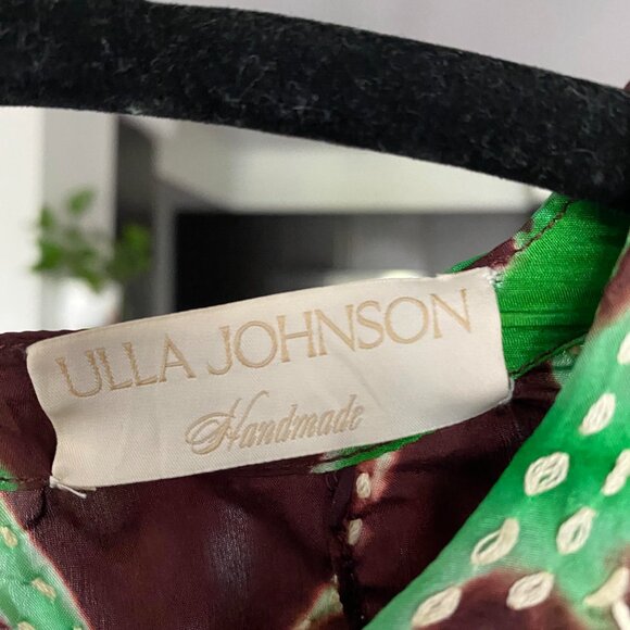 ULLA JOHNSON 100% Silk Brown and Green Leyla Blouse Size 00 - Picture 7 of 10